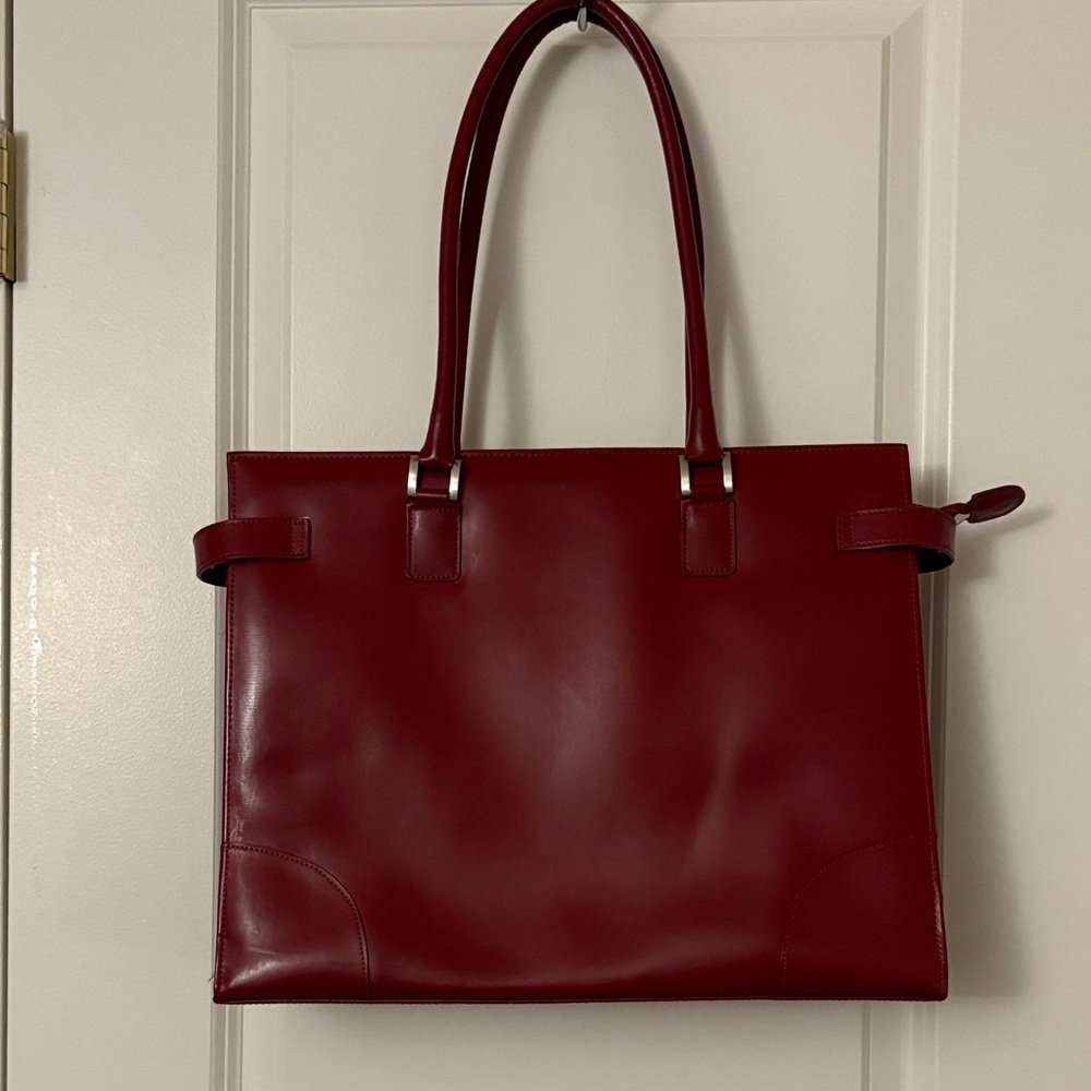 CBK Franklin Covey Deep Red Leather Tote - Picture 4 of 13
